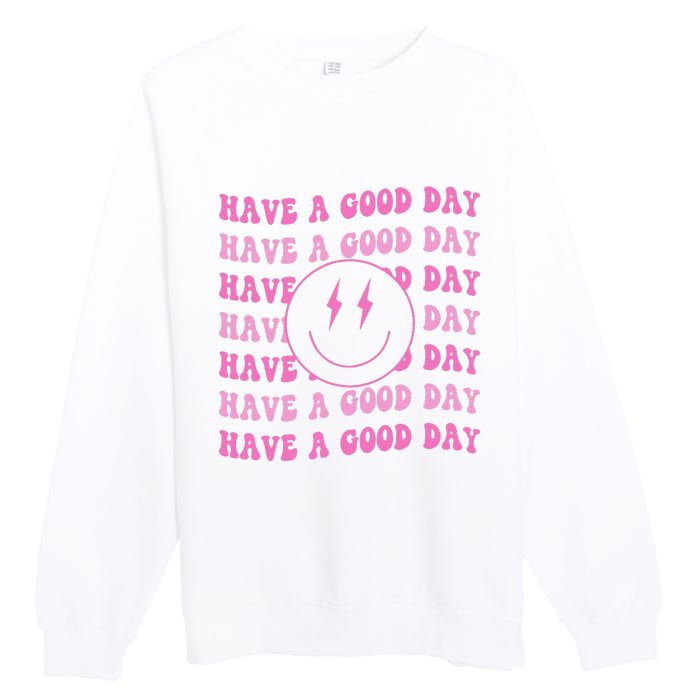 Have A Good Day Pink Smile Face Preppy Aesthetic Trendy Premium Crewneck Sweatshirt