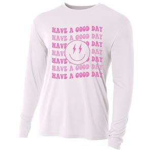 Have A Good Day Pink Smile Face Preppy Aesthetic Trendy Cooling Performance Long Sleeve Crew