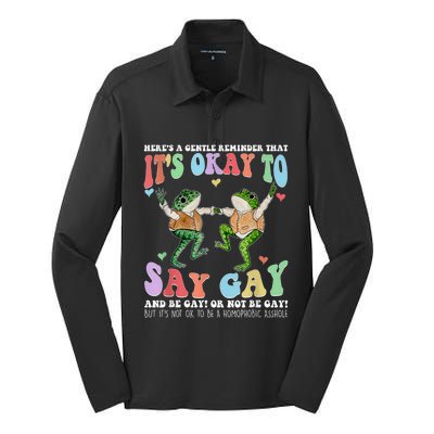 HereS A Gentle Reminder That ItS Okay To Say Lgbt Gift Silk Touch Performance Long Sleeve Polo