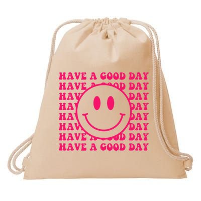 Have A Good Day Pink Smile Face Preppy Aesthetic Trendy Drawstring Bag