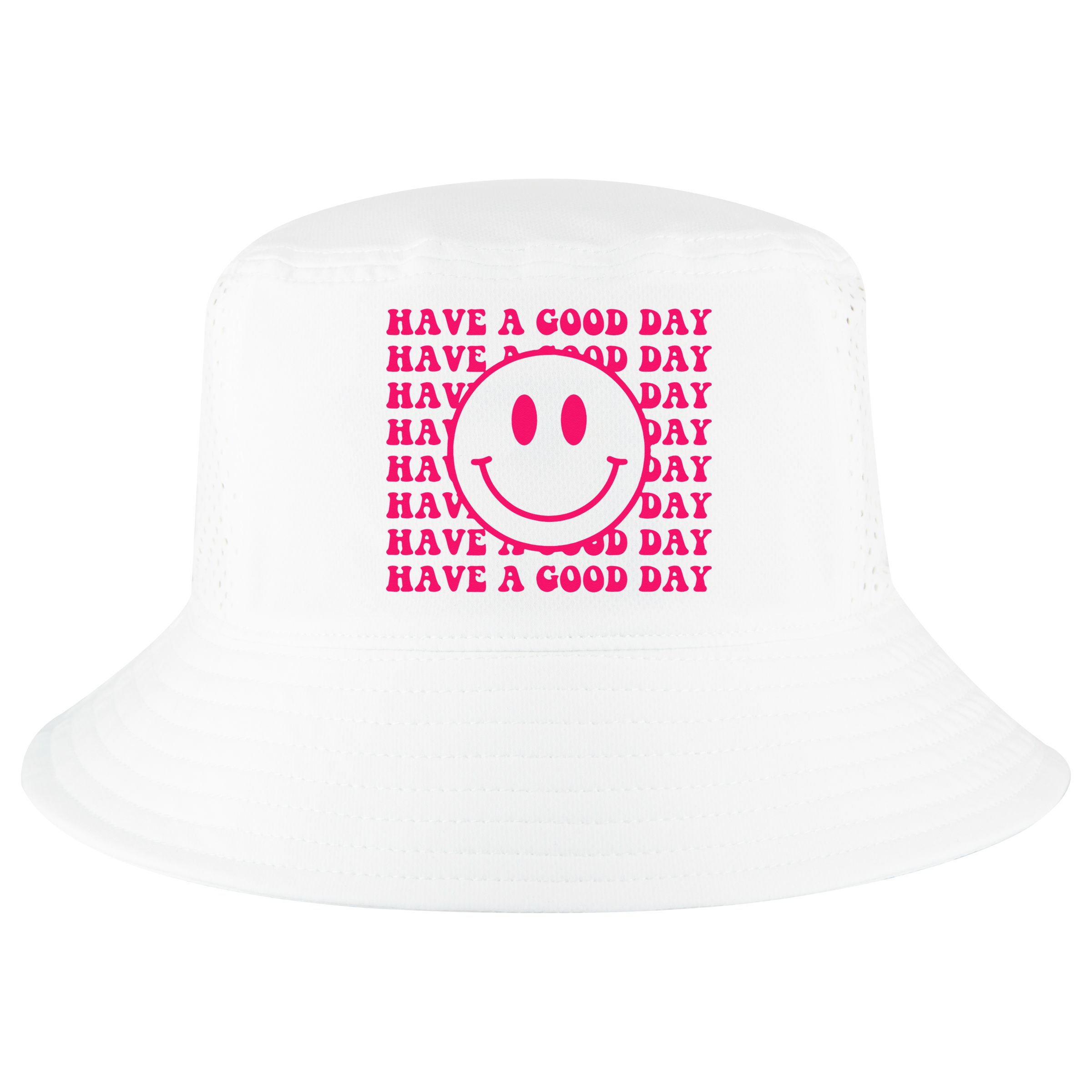 Have A Good Day Pink Smile Face Preppy Aesthetic Trendy Cool Comfort Performance Bucket Hat