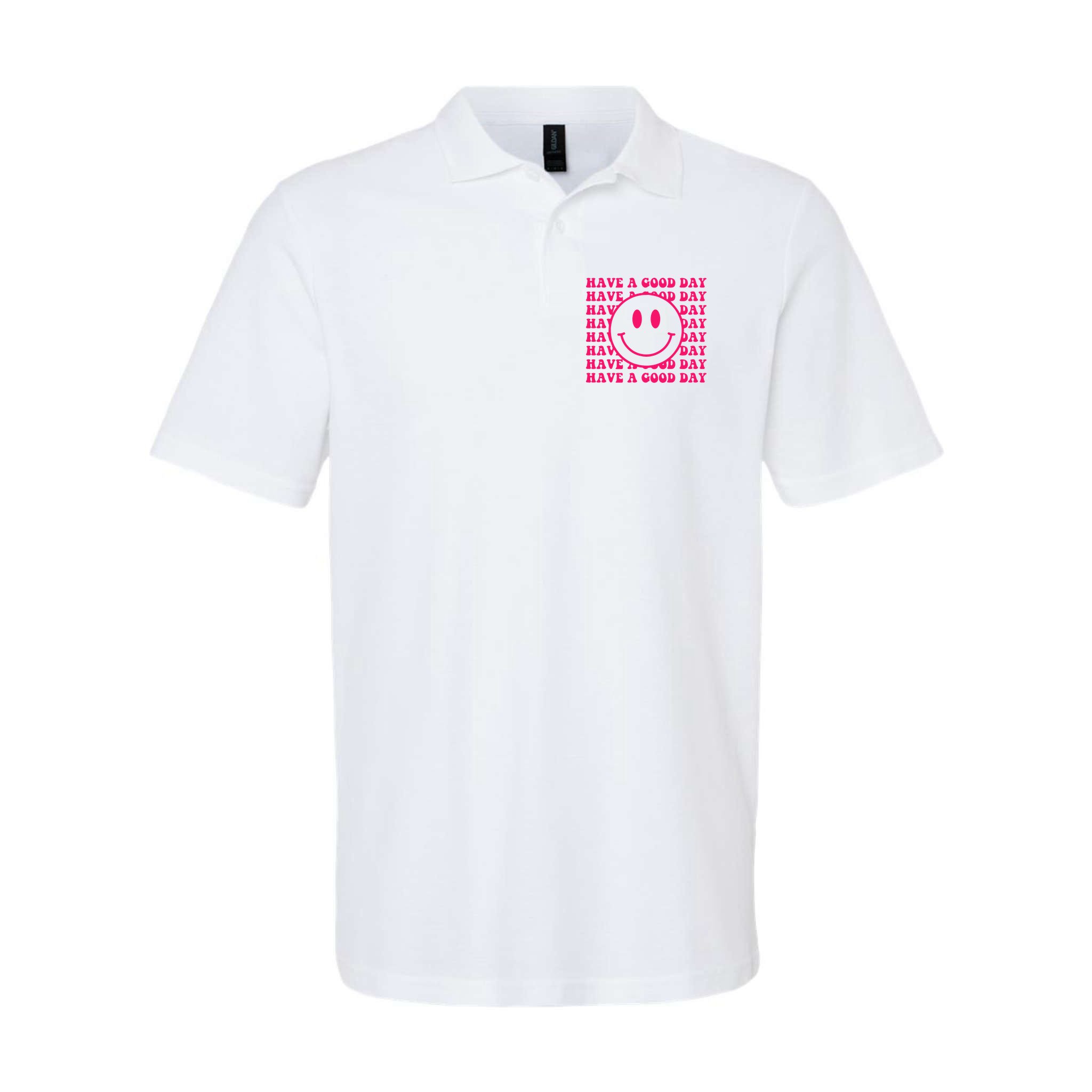 Have A Good Day Pink Smile Face Preppy Aesthetic Trendy Polo