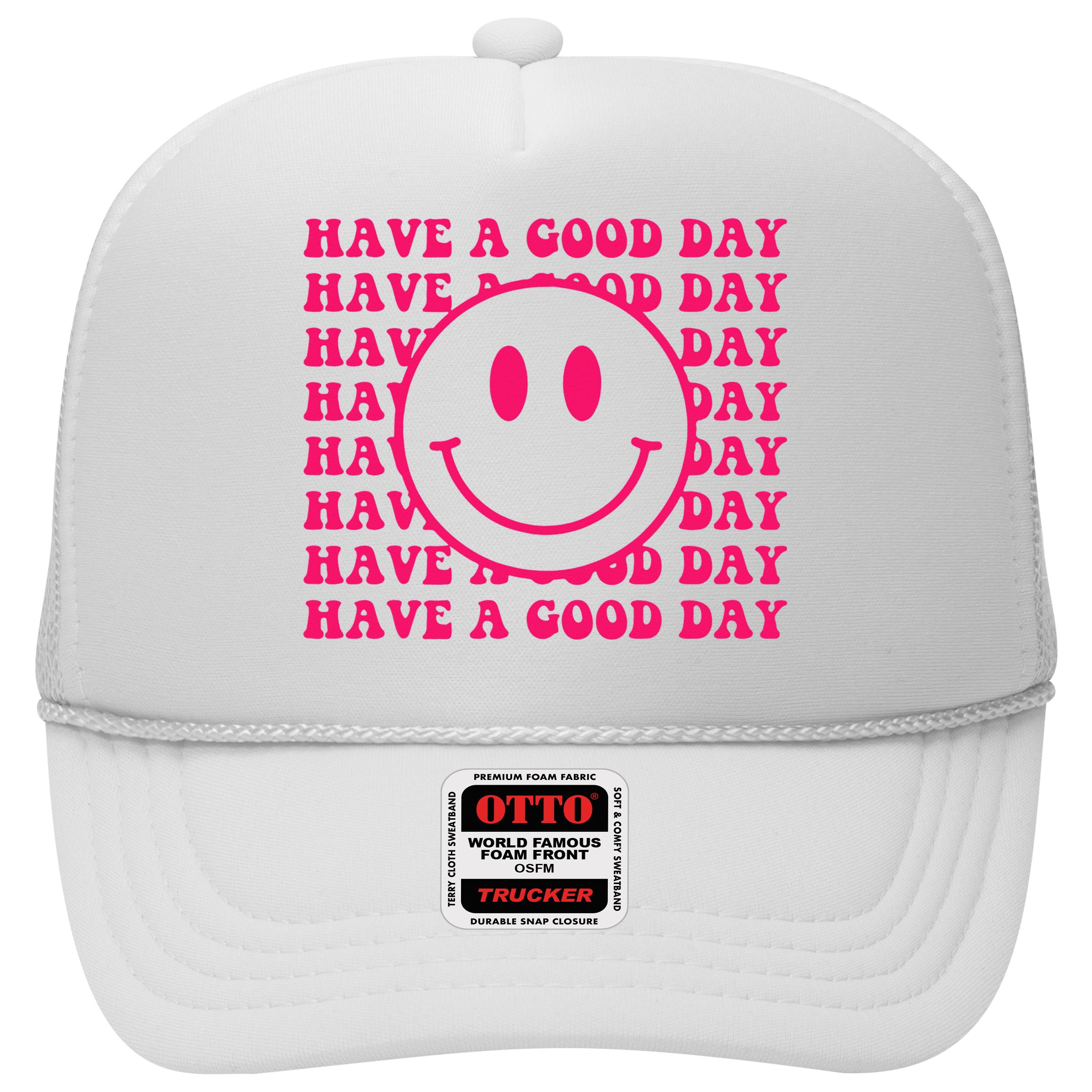 Have A Good Day Pink Smile Face Preppy Aesthetic Trendy Hat