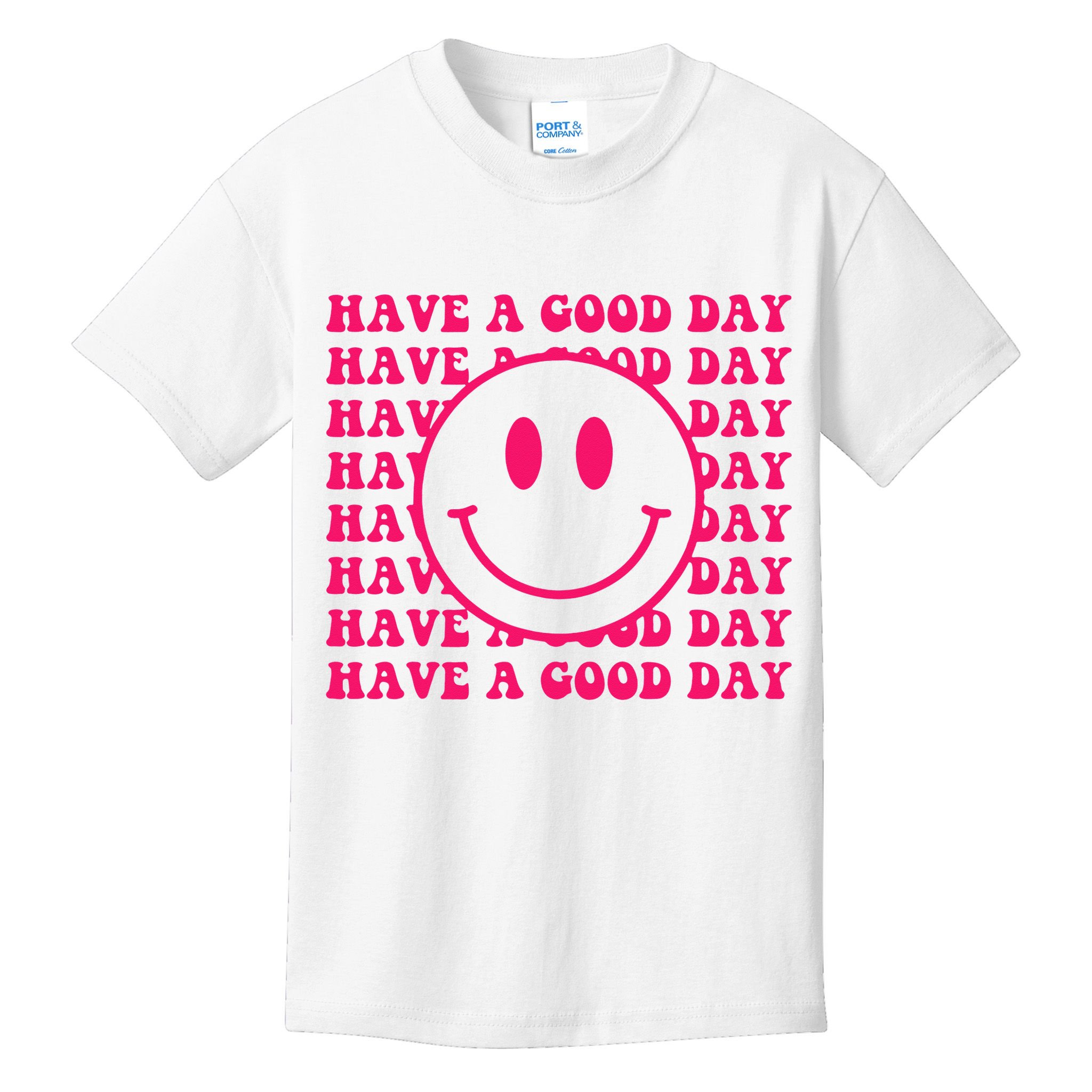 Have A Good Day Pink Smile Face Preppy Aesthetic Trendy Kids T-Shirt