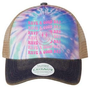 Have A Good Day Pink Smile Face Preppy Aesthetic Trendy Legacy Tie Dye Trucker Hat