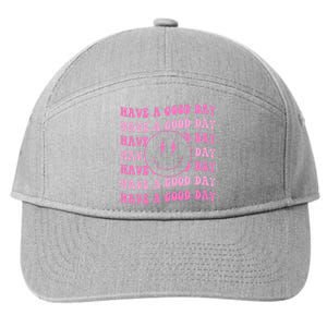 Have A Good Day Pink Smile Face Preppy Aesthetic Trendy 7-Panel Snapback Hat