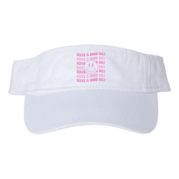 Have A Good Day Pink Smile Face Preppy Aesthetic Trendy Valucap Bio-Washed Visor