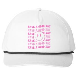 Have A Good Day Pink Smile Face Preppy Aesthetic Trendy Snapback Five-Panel Rope Hat