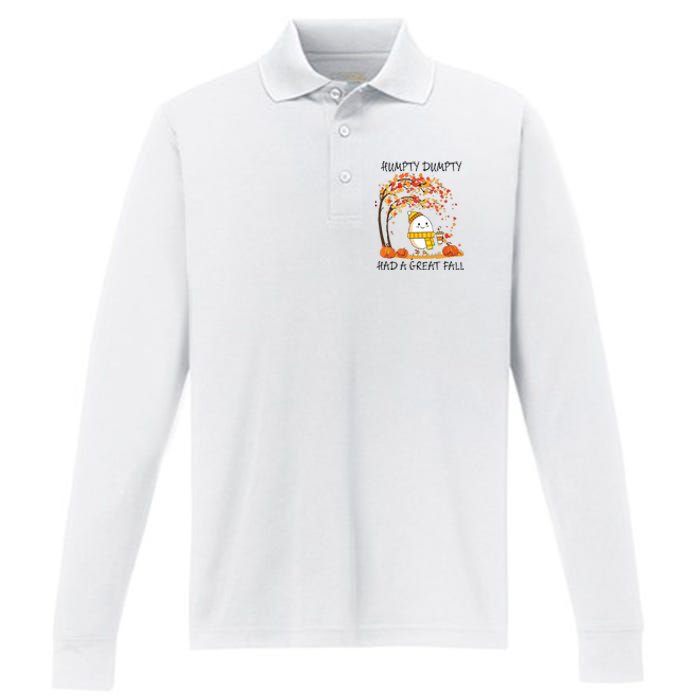 Had A Great Fall Funny Egg Thanksgiving Autumn Performance Long Sleeve Polo