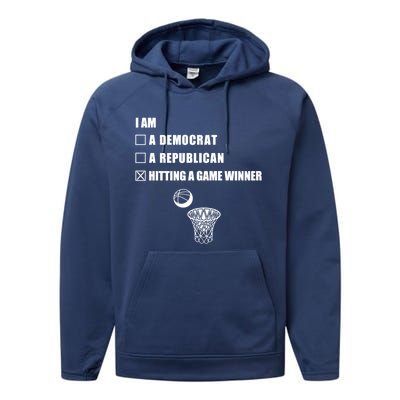 Hitting A Game Winner Gift Player Hoops Streetball Basketball Gift Performance Fleece Hoodie