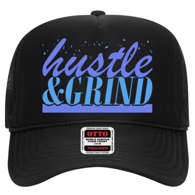 Hustle And Grind High Crown Mesh Back Trucker Hat