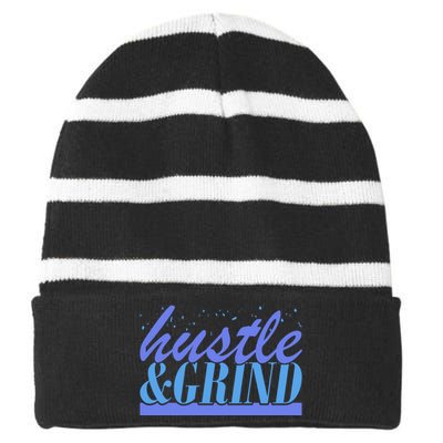 Hustle And Grind Striped Beanie with Solid Band