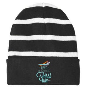 Have A Great First Day Back To School Striped Beanie with Solid Band