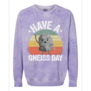 Have A Gneiss Day Geology Pun Rock Collector Geologist Colorblast Crewneck Sweatshirt