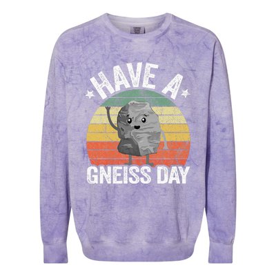 Have A Gneiss Day Geology Pun Rock Collector Geologist Colorblast Crewneck Sweatshirt