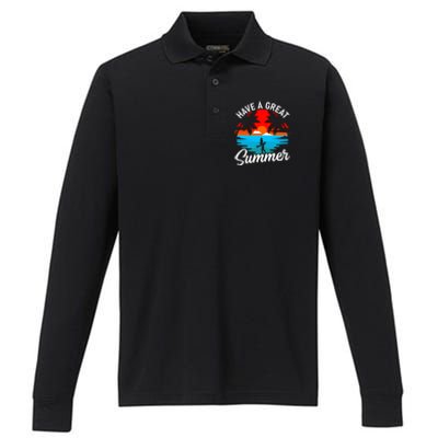 Have A Great Summer Funny Seasonal Graphic Performance Long Sleeve Polo