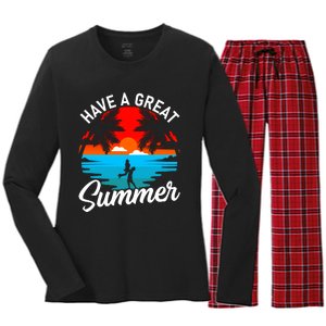 Have A Great Summer Funny Seasonal Graphic Women's Long Sleeve Flannel Pajama Set 