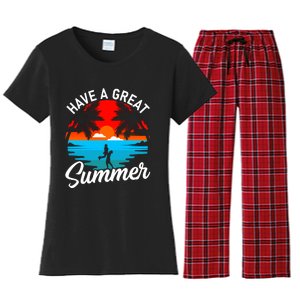 Have A Great Summer Funny Seasonal Graphic Women's Flannel Pajama Set