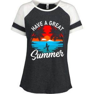 Have A Great Summer Funny Seasonal Graphic Enza Ladies Jersey Colorblock Tee