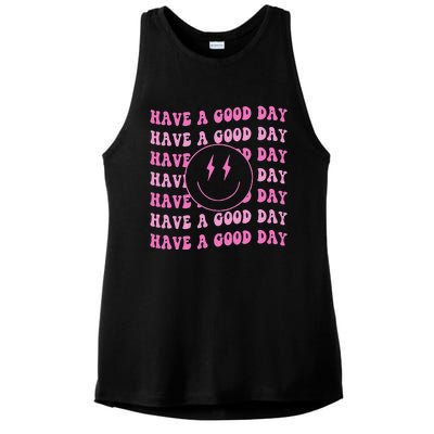 Have A Good Day Pink Smile Face Preppy Aesthetic Trendy Ladies PosiCharge Tri-Blend Wicking Tank