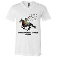 Horses Are God's Apology For Funny Horse V-Neck T-Shirt