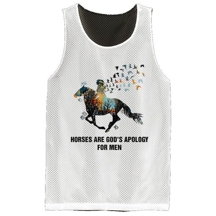 Horses Are God's Apology For Funny Horse Mesh Reversible Basketball Jersey Tank