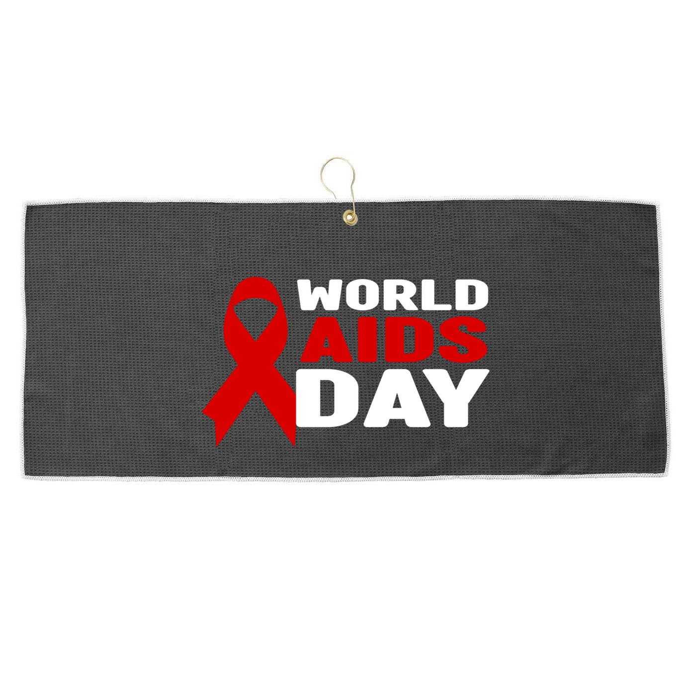 Hiv/aids Awareness Gift Red Ribbon World Aids Day Funny Gift Large Microfiber Waffle Golf Towel