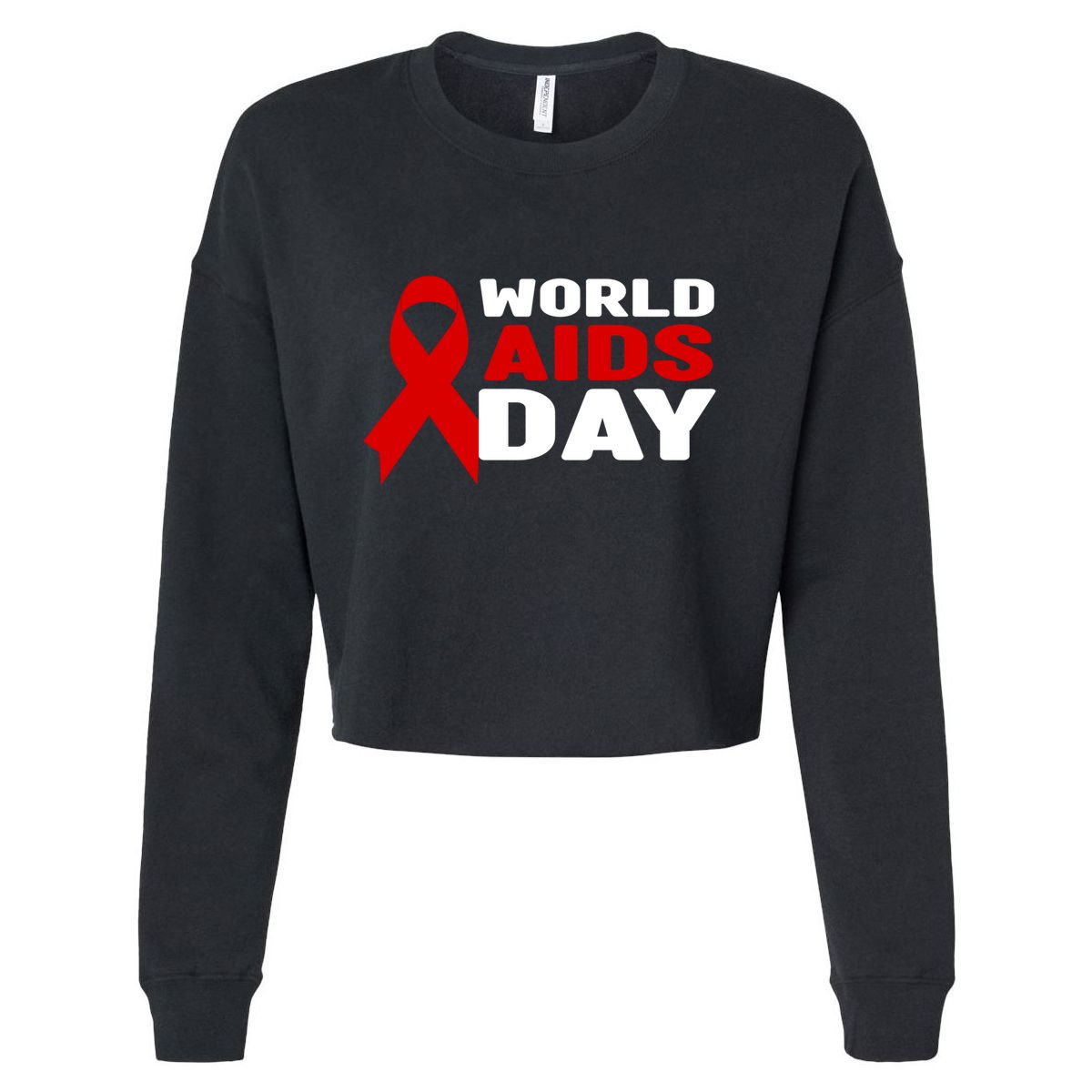 Hiv/aids Awareness Gift Red Ribbon World Aids Day Funny Gift Cropped Pullover Crew