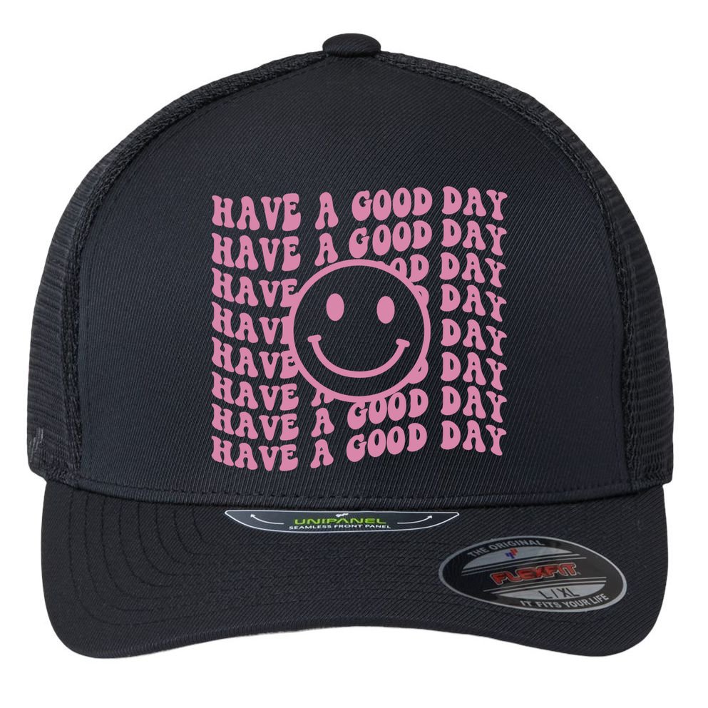 Have A Good Day Retro Smile Face Happy Face Preppy Aesthetic Gift Flexfit Unipanel Trucker Cap