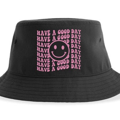 Have A Good Day Retro Smile Face Happy Face Preppy Aesthetic Gift Sustainable Bucket Hat