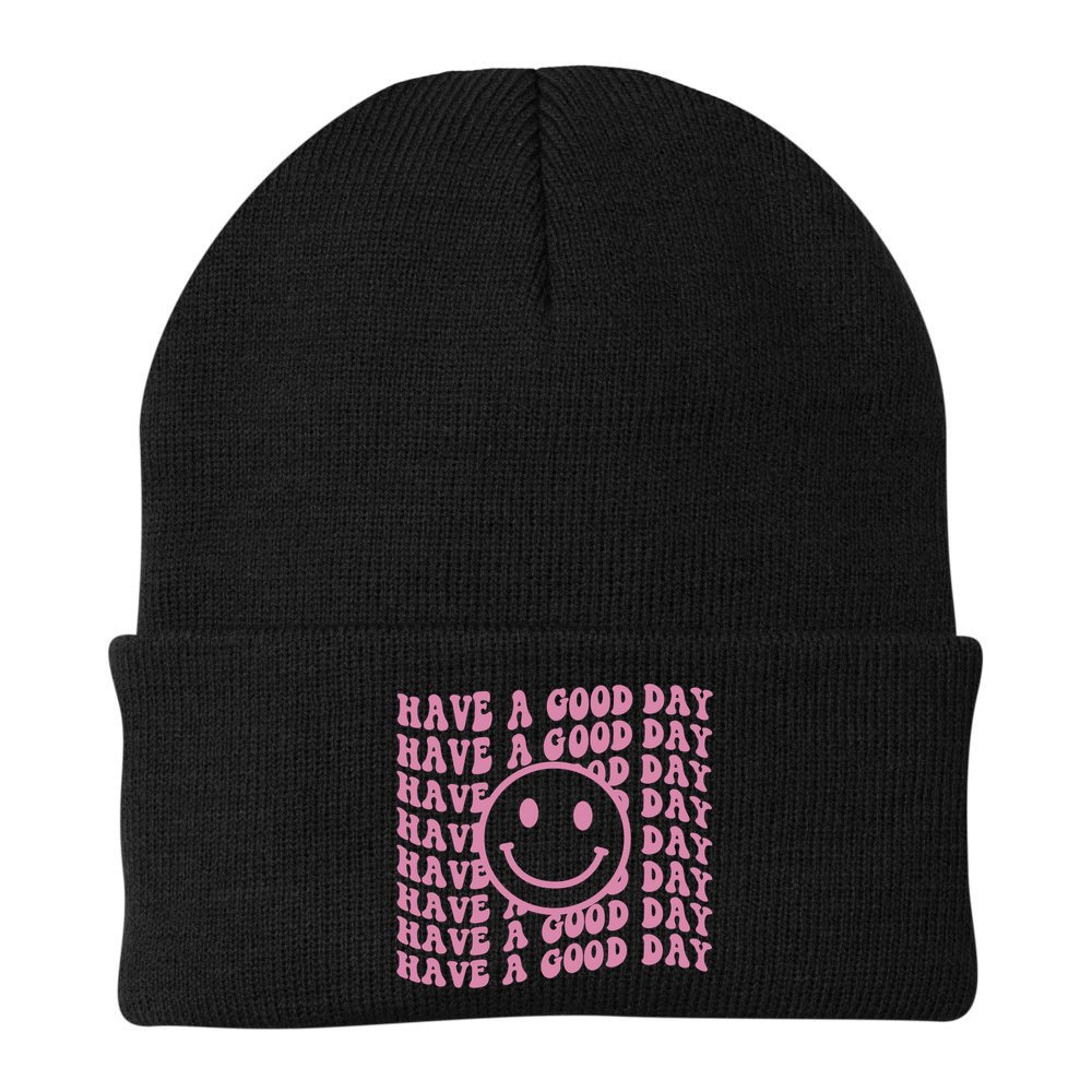 Have A Good Day Retro Smile Face Happy Face Preppy Aesthetic Gift Beanie