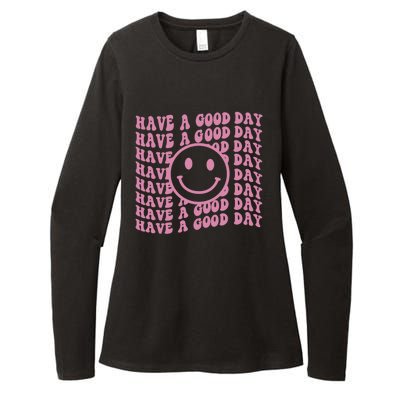 Have A Good Day Retro Smile Face Happy Face Preppy Aesthetic Gift Womens CVC Long Sleeve Shirt