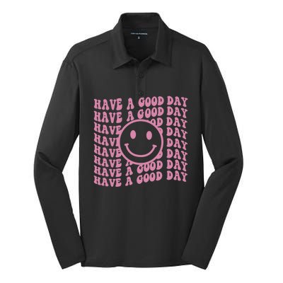 Have A Good Day Retro Smile Face Happy Face Preppy Aesthetic Gift Silk Touch Performance Long Sleeve Polo