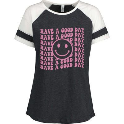 Have A Good Day Retro Smile Face Happy Face Preppy Aesthetic Gift Enza Ladies Jersey Colorblock Tee