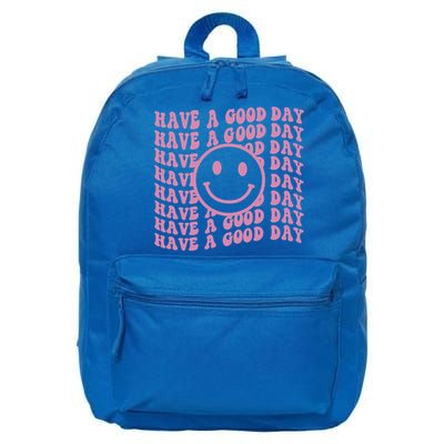 Have A Good Day Retro Smile Face Happy Face Preppy Aesthetic Gift 16 in Basic Backpack