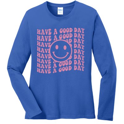 Have A Good Day Retro Smile Face Happy Face Preppy Aesthetic Gift Ladies Long Sleeve Shirt