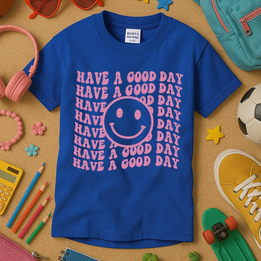 Have A Good Day Retro Smile Face Happy Face Preppy Aesthetic Gift Kids T-Shirt