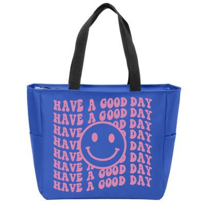 Have A Good Day Retro Smile Face Happy Face Preppy Aesthetic Gift Zip Tote Bag