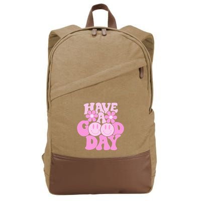 Have A Good Day Retro Smile Face Preppy Aesthetic Cotton Canvas Backpack