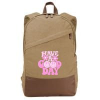 Have A Good Day Retro Smile Face Preppy Aesthetic Cotton Canvas Backpack