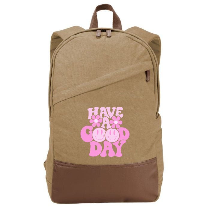 Have A Good Day Retro Smile Face Preppy Aesthetic Cotton Canvas Backpack