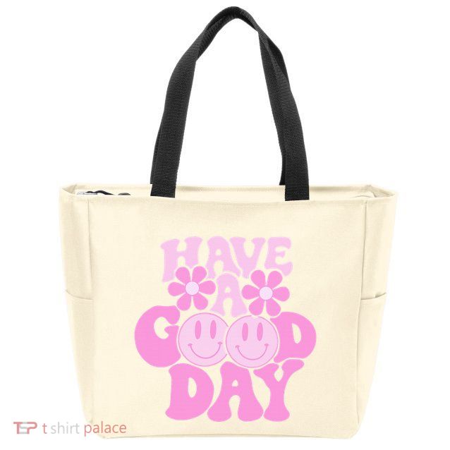 Have A Good Day Retro Smile Face Preppy Aesthetic Zip Tote Bag