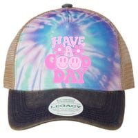 Have A Good Day Retro Smile Face Preppy Aesthetic Legacy Tie Dye Trucker Hat