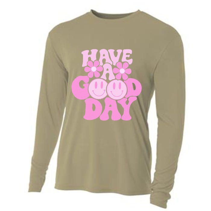 Have A Good Day Retro Smile Face Preppy Aesthetic Cooling Performance Long Sleeve Crew