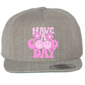 Have A Good Day Retro Smile Face Preppy Aesthetic Wool Snapback Cap