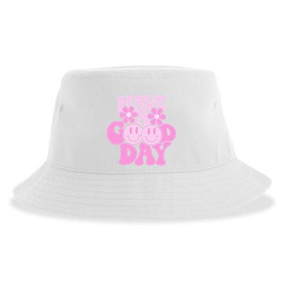Have A Good Day Retro Smile Face Preppy Aesthetic Sustainable Bucket Hat