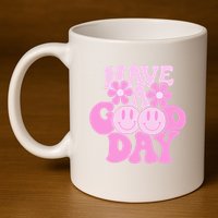 Have A Good Day Retro Smile Face Preppy Aesthetic 11oz C Handle Ceramic Mug