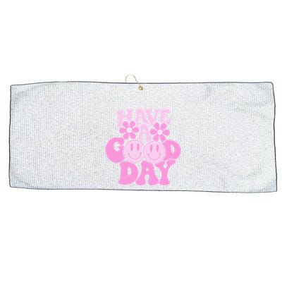 Have A Good Day Retro Smile Face Preppy Aesthetic Large Microfiber Waffle Golf Towel