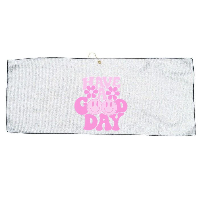 Have A Good Day Retro Smile Face Preppy Aesthetic Large Microfiber Waffle Golf Towel