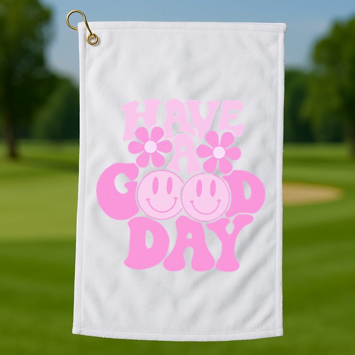 Have A Good Day Retro Smile Face Preppy Aesthetic Golf Towel